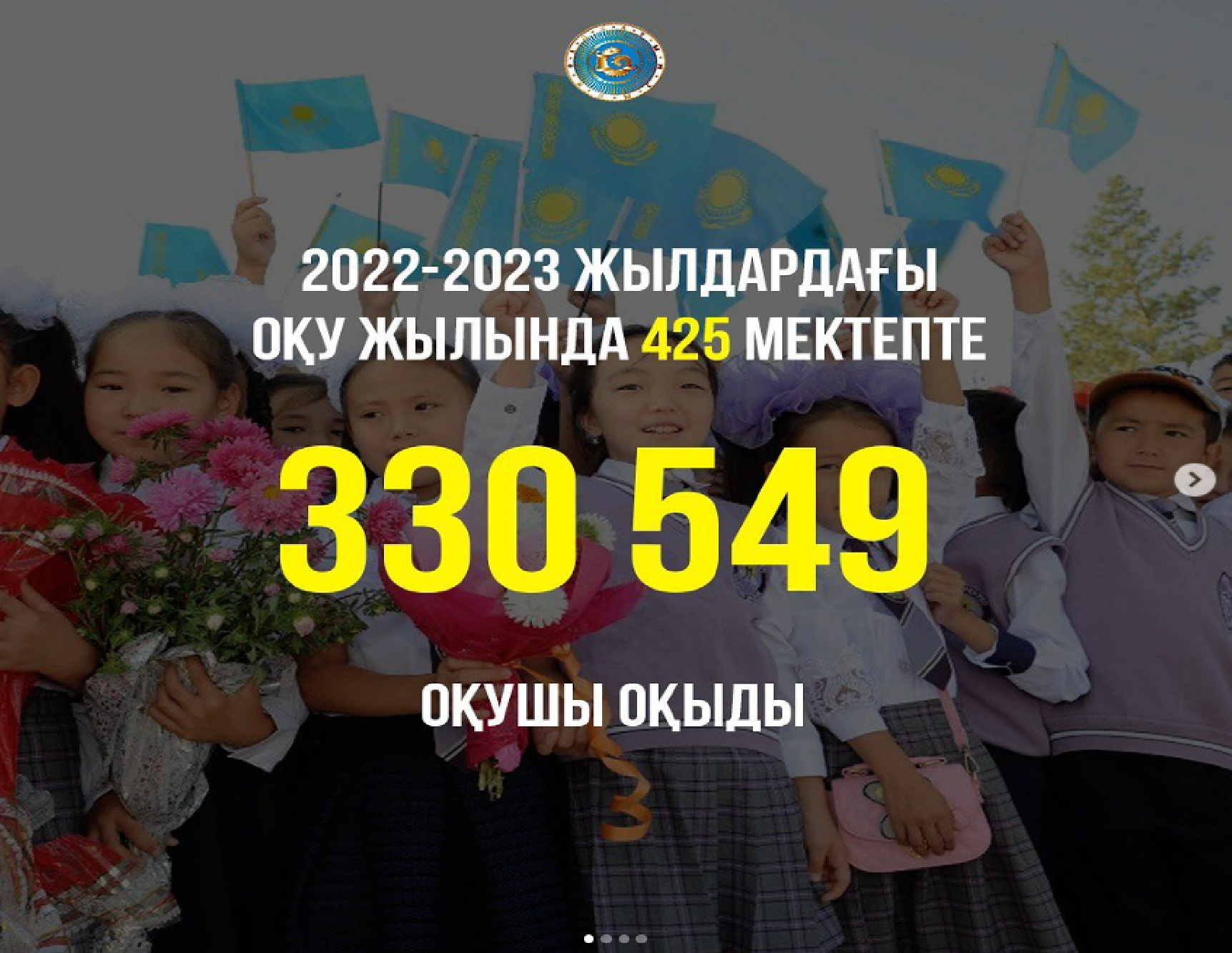 2022-2023 жылдардағы оқу жылында 425 мектепте 330549 оқушы оқыды
